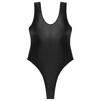 Linjinx Women's Glossy Bodysuit Smooth One-Piece Swimwear